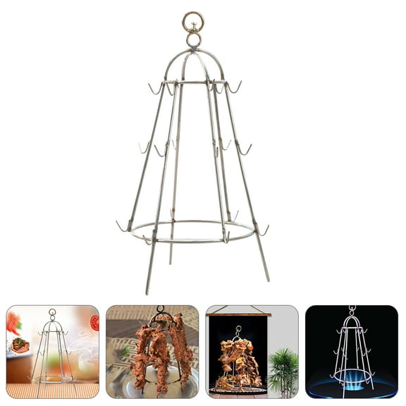 OUNONA White Stainless Steel Hanging Rack Durable Barbecue Bracket for Easy Grill Food Hanging