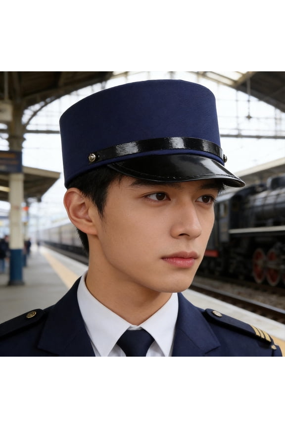 Train Engineer Hat Adult Blue Classic Railroad Cap for Professional Appearance and Comfort