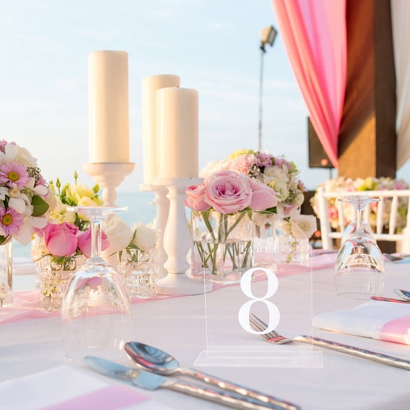 OUNONA Transparent Acrylic Arch Table Sign with Stand for Display 4 Pieces Clear