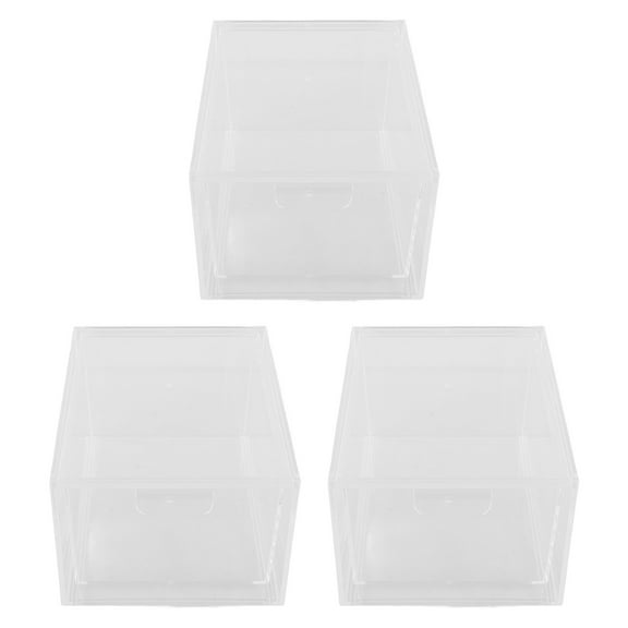 OUNONA Transparent Acrylic Desk Organizer with Stackable Drawers for Home Use Large Capacity Bathroom Makeup Storage Box 3pcs