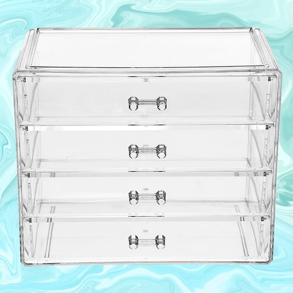 WEAVILUX Cosmetics Storage Box Makeup Storage Box Transparent Acrylic 1Set for Home Use