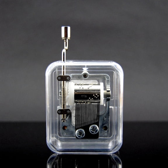 OUNONA Transparent Acrylic Music Box with Hand Crank Plays 18Note Castle in the Sky Melody Great Gift for Music Lovers
