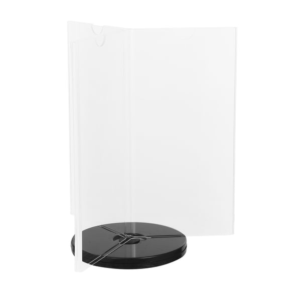 OUNONA Transparent Acrylic Six Panel Rotating Menu Holder Stand for Desktop Display
