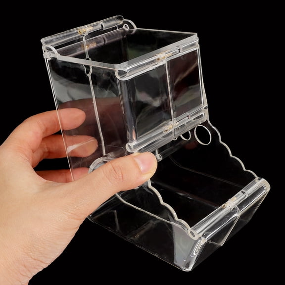 OUNONA Transparent Acrylic Small Pet Feeder for Hamster Rabbit Guinea Pig with Easy Clean Design and Cage Top