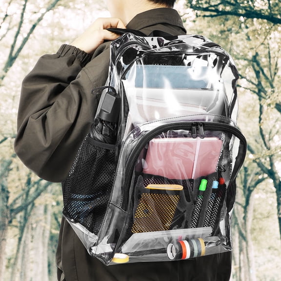 OUNONA Transparent Backpack Clear Heavy Duty Bag Sports Bag Clear Book Bag See Through Backpack For School Stadium Events And Work