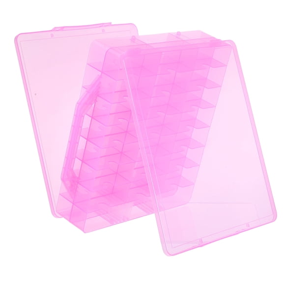 OUNONA Transparent Double Layer Craft Organizer Box with Handle for Sewing and Embroidery Supplies