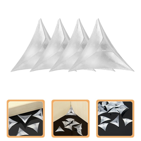 OUNONA Transparent Furniture Corners for Drawer Cabinet Dust Protection 600pcs Triangle Guards Soft Asphalt