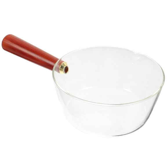 OUNONA Borosilicate Glass Pan with Handle, Transparent Nonstick Saucepan for Cooking and Heating