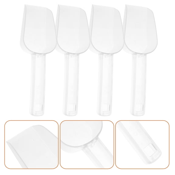 OUNONA Set of 4 Transparent Plastic Kitchen Scoops for Ice, Flour, Grains - Versatile Measuring Cups for Cooking and Baking
