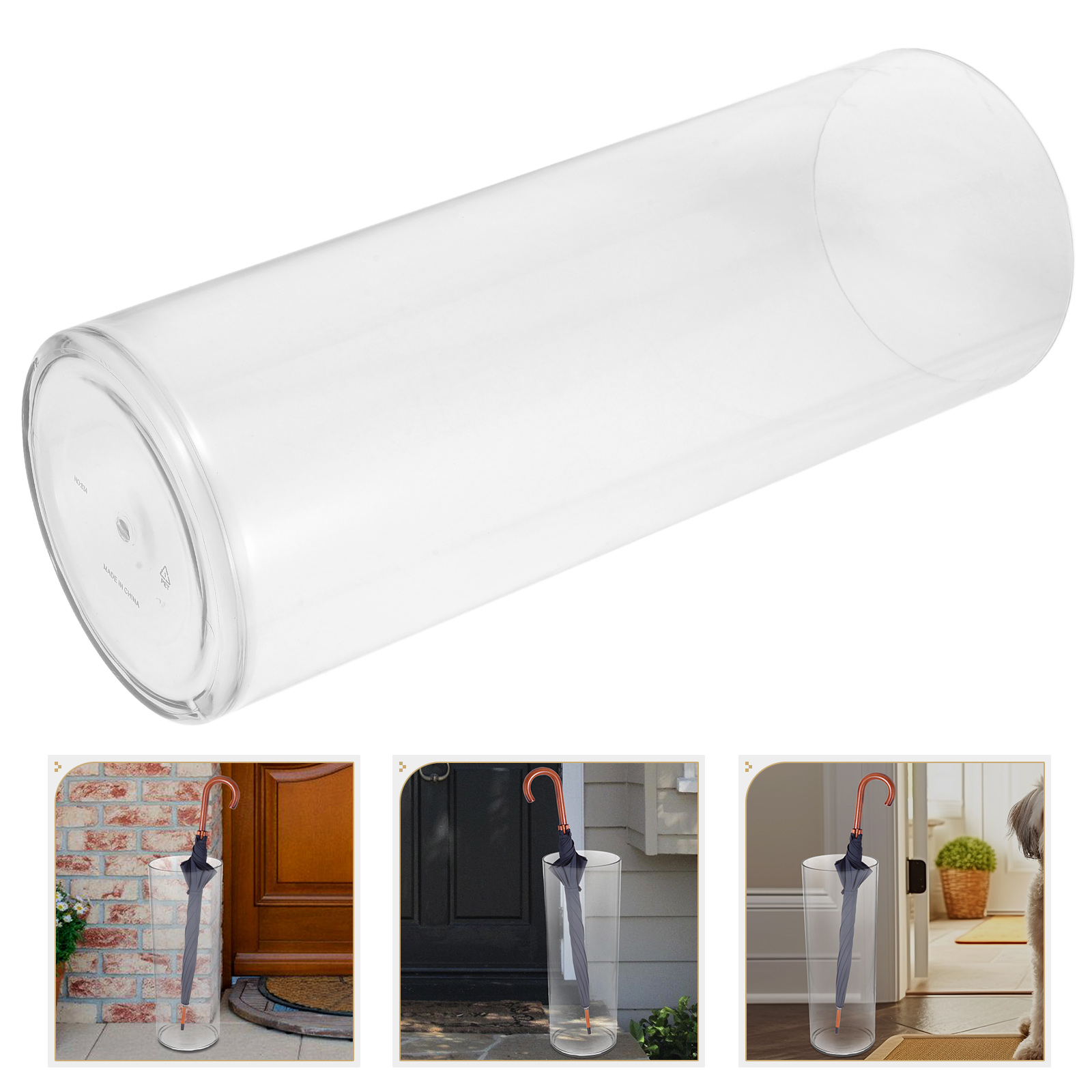 OUNONA Clear Umbrella Holder Bucket for Indoor Use with Large Capacity and Versatile Storage Rack for Home and Office