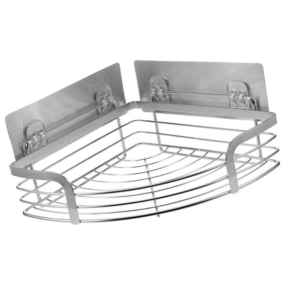 Triangle Wall Mount Corner Shelf in Silver Stainless Steel for Bathroom Kitchen Storage