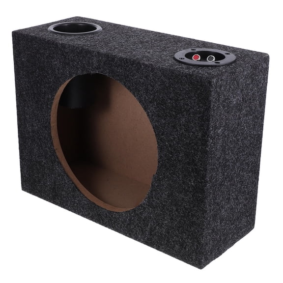 OUNONA Car Subwoofer Enclosure with Black Plush Finish, Wood, ABS & Zinc Alloy Materials, Stylish and Elegant Design