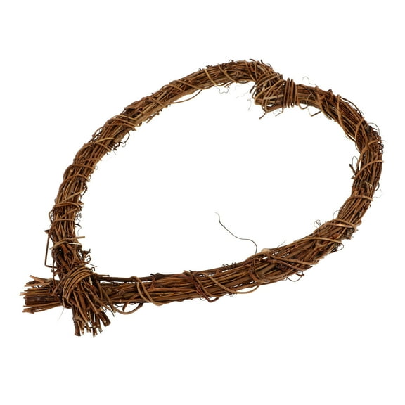 OUNONA Twisted Spiral Design Heart Shaped Rattan Wreath Frame Coffee 1Pack