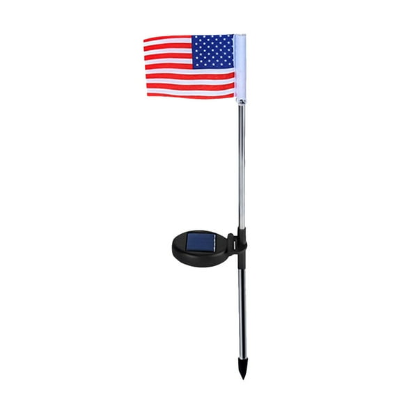 HOMOBABE Garden Flag Light Solar Powered Usa Flag 2Pcs Stainless Steel for Homeowners Night Use