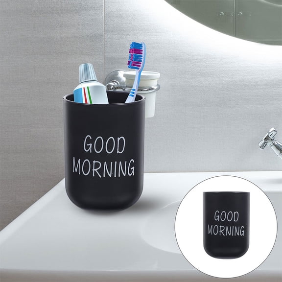 OUNONA Black PP Travel Tumbler for Toothbrush and Makeup Brushes