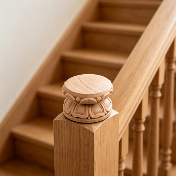OUNONA Unfinished Wood Post Cap, Carved Decorative Railing Topper for Porch , Fence, Garden Pavilion Decor