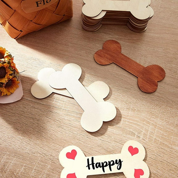 OUNONA Unfinished Wood Cutout Dog Bones for Crafts and Decoration Easy to Paint and Customize 40 Pieces