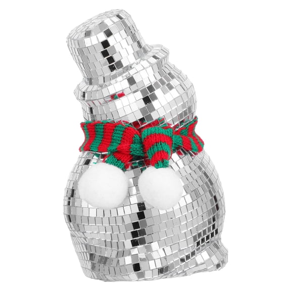 OUNONA Disco Snowman Christmas Decor Multi-Color Mirror Glass Reflective Charm for Holiday Gatherings