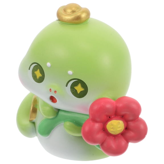 OUNONA Green Snake Resin Figurine Feng Shui Decoration for Car Dashboard, Office Desk, Home Display - Unique