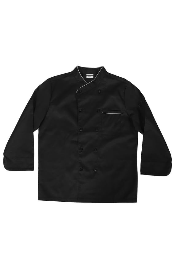 Black Sleeve Chef Jacket Comfortable Cotton Coat for Professional Kitchen Staff and Culinary Experts