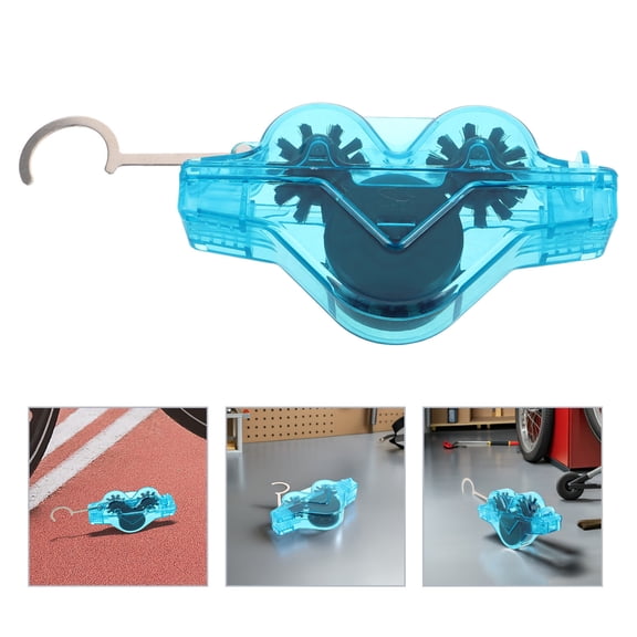 OUNONA Universal Bike Chain Scrubber, Efficient and Easy to Use, Blue Plastic