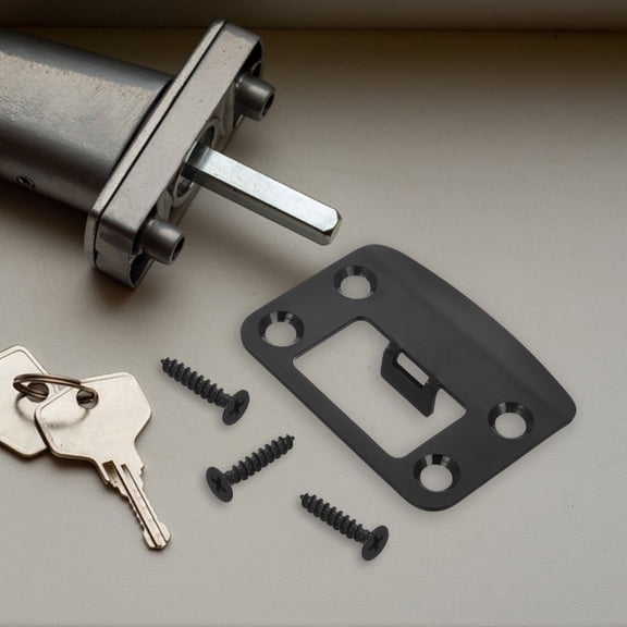 OUNONA Universal Door Lock Guard Plate High Strength Stainless Steel Black for Home Office Warehouse