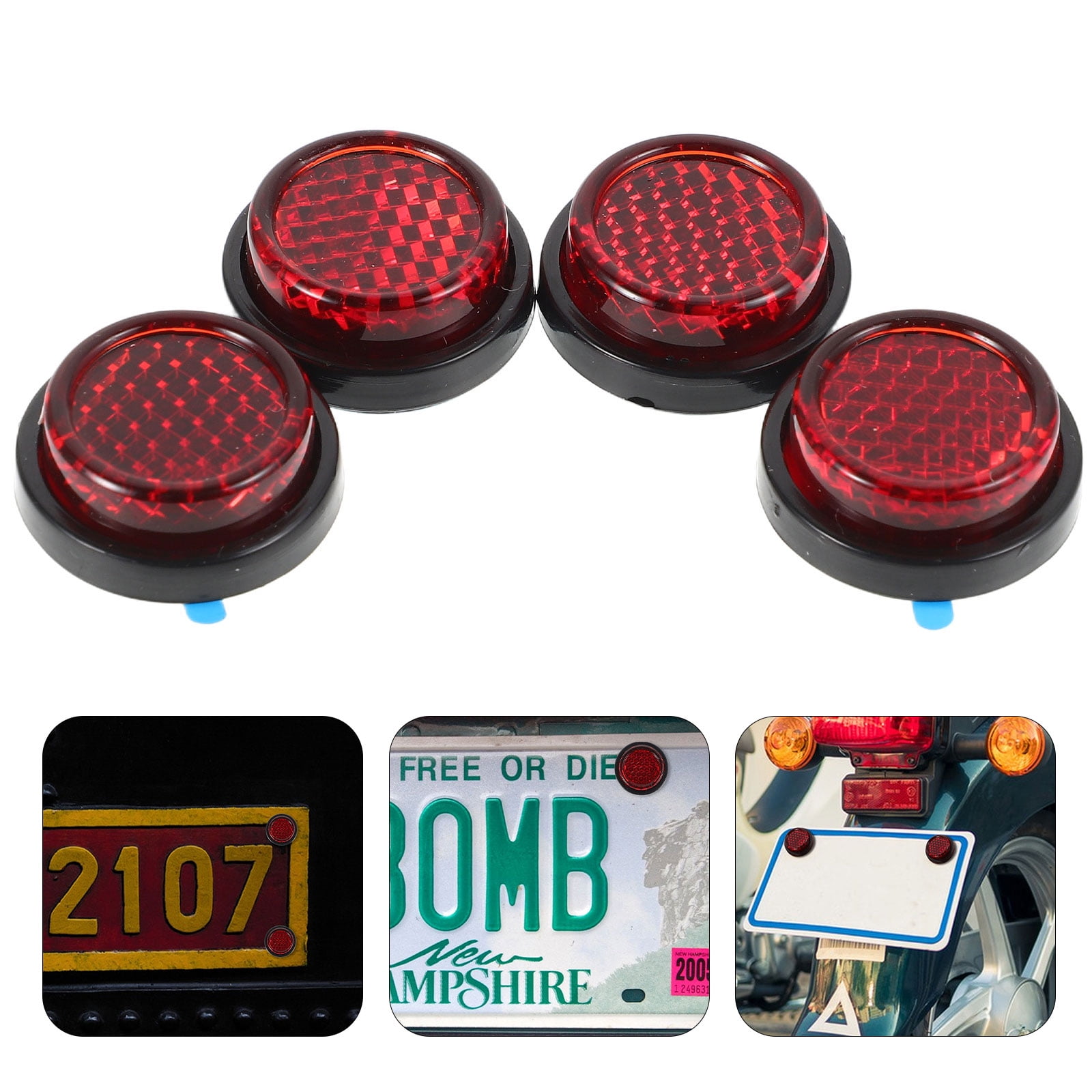 OUNONA Universal Motorcycle Reflectors 4pcs Plastic Red Enhance Safety Easy Installation for