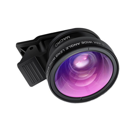 OUNONA Smartphone Camera Lenses Universal Detachable Clamp Design Glass Black 2Pcs