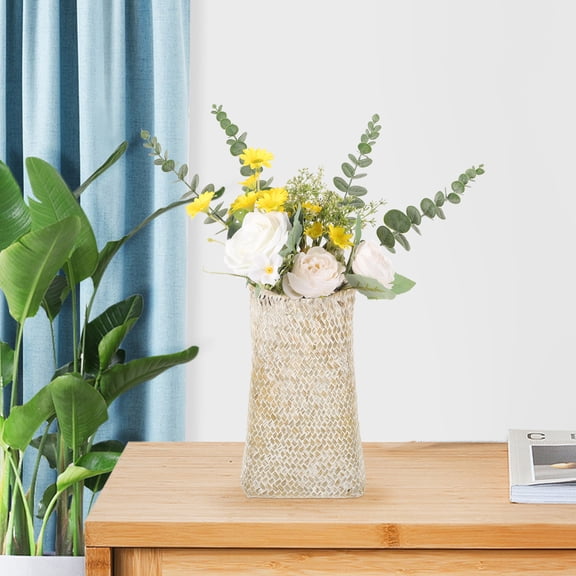 OUNONA Vases Home Decor Woven Flower Vase Iron Wire 1Pcs Rustic Office Decoration