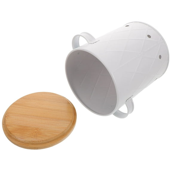 OUNONA Vegetable Storage Bin for Potatoes Onions Garlic with Bamboo Lid Keeps Fresh in Home Kitchen Use 7.5 x 5.2 x 4.1 inches