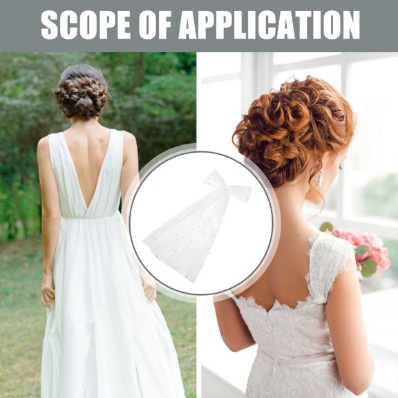 OUNONA Veil Bow Hair Clip Elegant Wedding Hair Bow Clip Lace 1Pcs for Dances