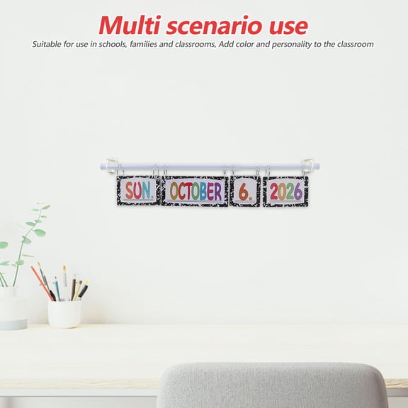 OUNONA Multi-Color Classroom Calendar Board with Cards for Daily Schedule, Learning, and Classroom Decoration