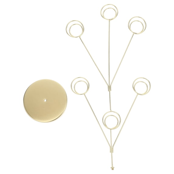 OUNONA Golden Photo Holder with Clips for Displaying Cards, Notes, Memos, and Photos on Desk - Multi-Use Organizer Stand