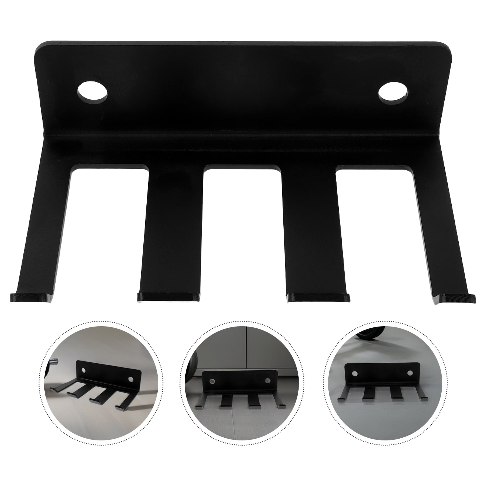 OUNONA Vertical Barbell Wall Rack in Black Steel - Space-Saving Gym Storage for Garage and Home Workout Equipment
