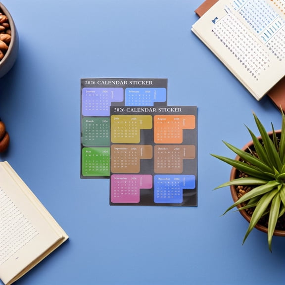 OUNONA 8Sets 2026 Monthly Index Tabs for Planner Self Adhesive Multi Color Schedule Organizer