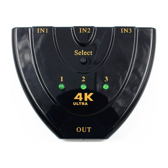 OUNONA Video Splitter 3 Inputs 1 Output Auto-switch Manual-switch for Switching Use Black Plastic