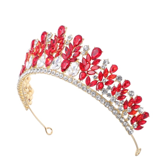 OUNONA Elegant Bridal Headband with Red Rhinestones, 1 Piece for Weddings, Formal Events, Homecoming, Proms, and Special Occasions
