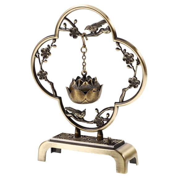 OUNONA Vintage Dark Brown Metal Incense Holder Alloy Aroma Therapy Burner for Home Decor