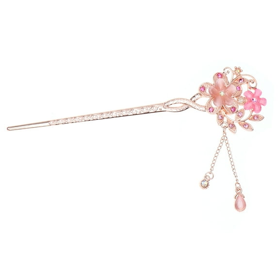 OUNONA Vintage Hair Rhinestone Flower Hairpins Chinese Japanese Hair Chopsticks Chignon Pin Ancient Hair Accessories for Long Hair ( )