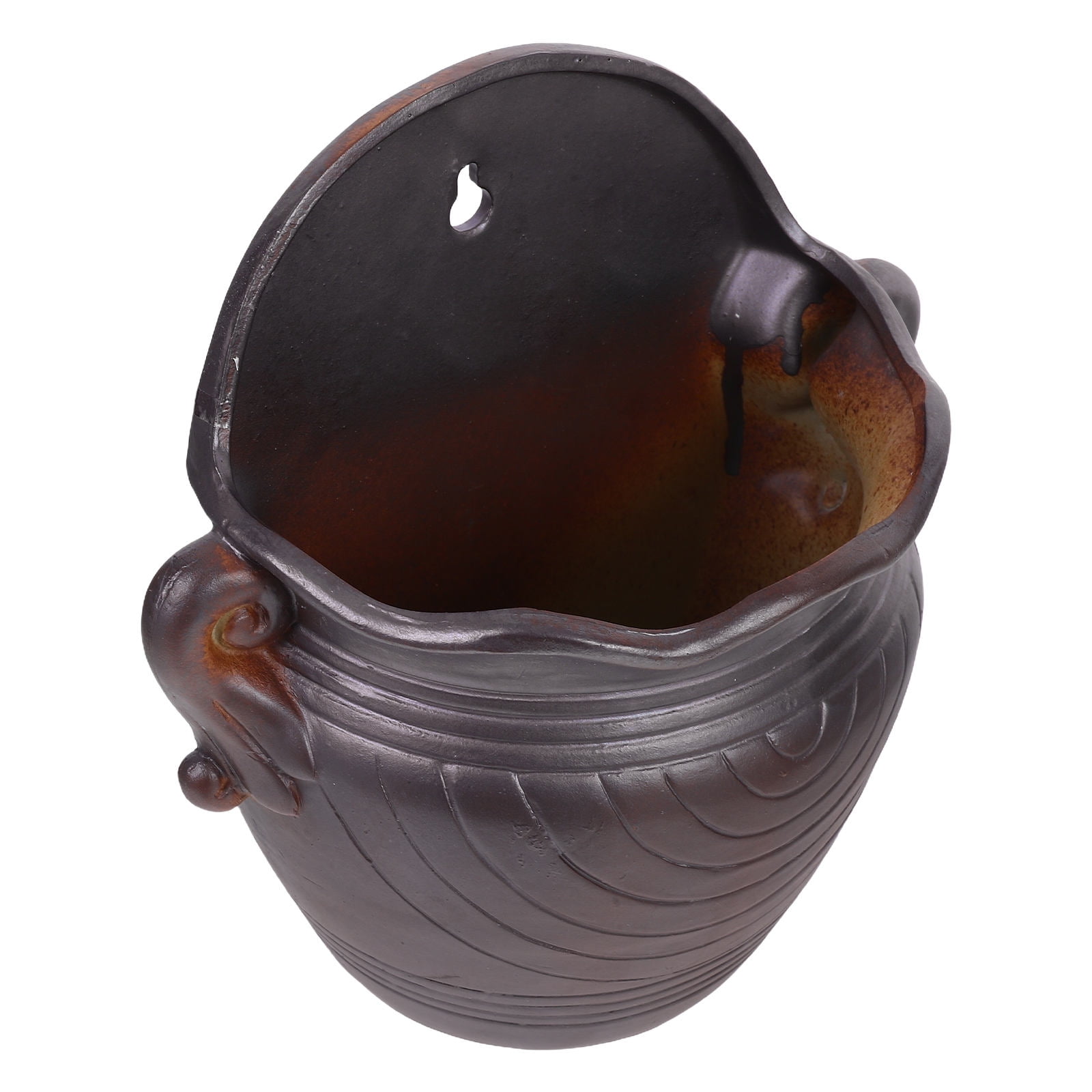 FOLOYORI Wall Hanging Planters Ceramic Pot Dark Brown 1Pcs for Balcony