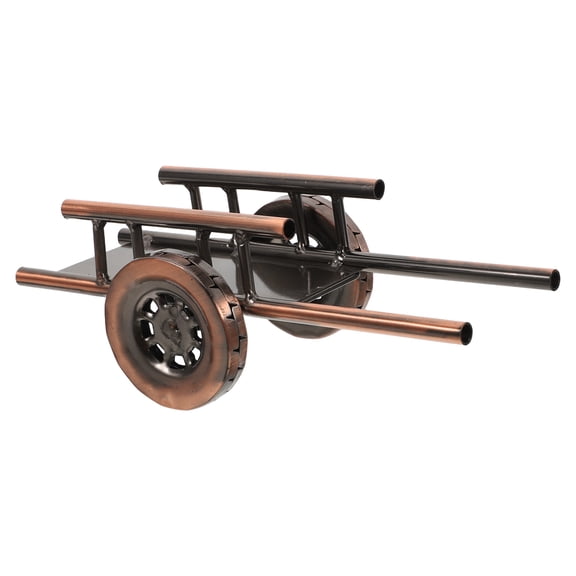 OUNONA Vintage Iron Cart Model for Decoration Classic Coffee Color Home Bar Decor 7.5 Inch