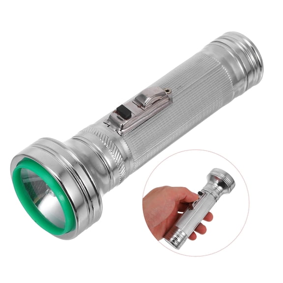 OUNONA Vintage Iron Red Light Flashlight for Home Use Lightweight Handheld Torch with Multiple Modes Silver 80s Style