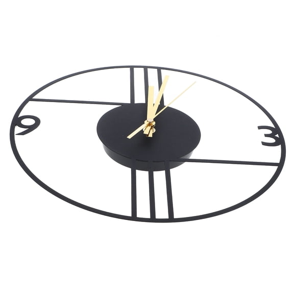 OUNONA Vintage Style Black Metal Wall Clock Decorative Wall Mounted Clock for Living Room and Bedroom