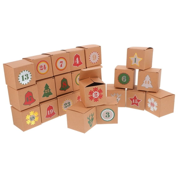 OUNONA Vintage Style Christmas Countdown Calendar Box with 24 Compartments for Home Use in Multi Color