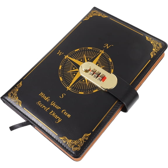 OUNONA Vintage Style Journal Notebook with Lock, Decorative Scrapbook, Business Writing Diary for Notes and Personal Use