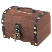 OUNONA Vintage Treasure Storage Box Piggy Bank Organizer Saving Box Case with Lock for Home