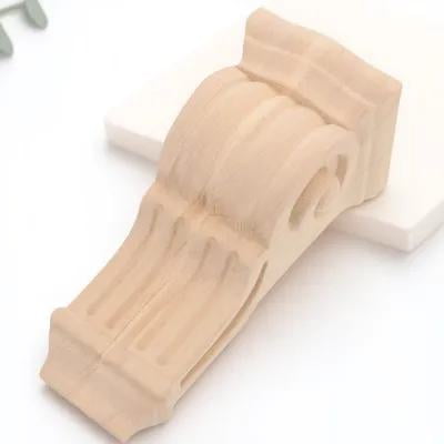 OUNONA Khaki Wood Corbels Decorative Wooden Applique for Furniture Corner Moulding Trim