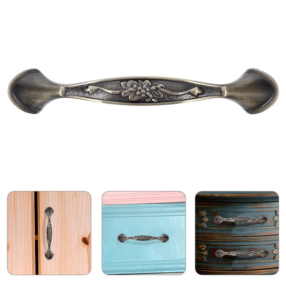 OUNONA Set of 12 Vintage Style Zinc Alloy Cabinet Pull Handles with Brown Finish for Doors and Drawers