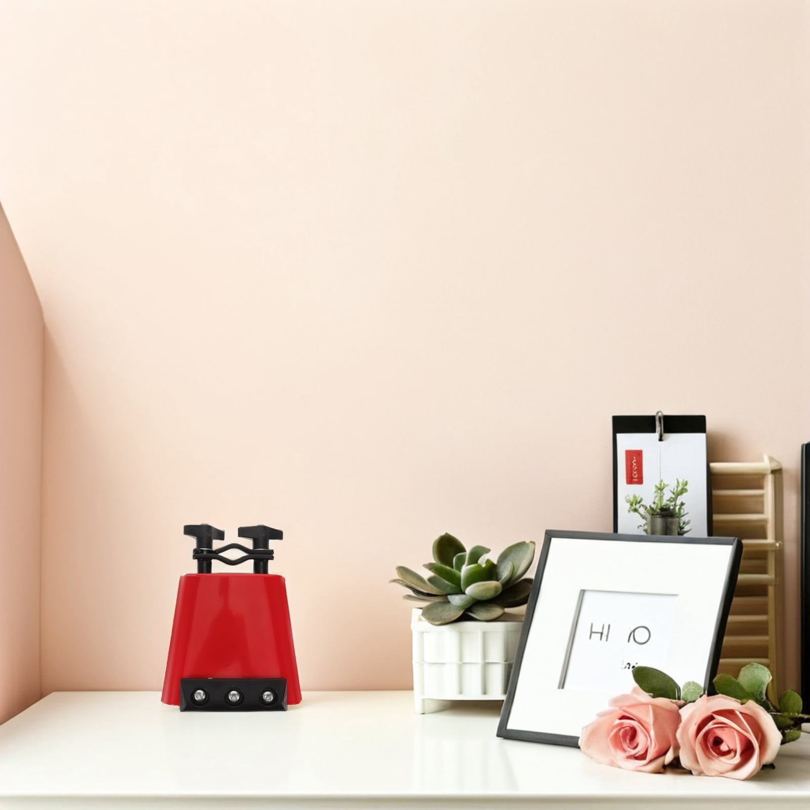 OUNONA Volume Control Red Metal Cowbell with Mountable Design for Drum ...