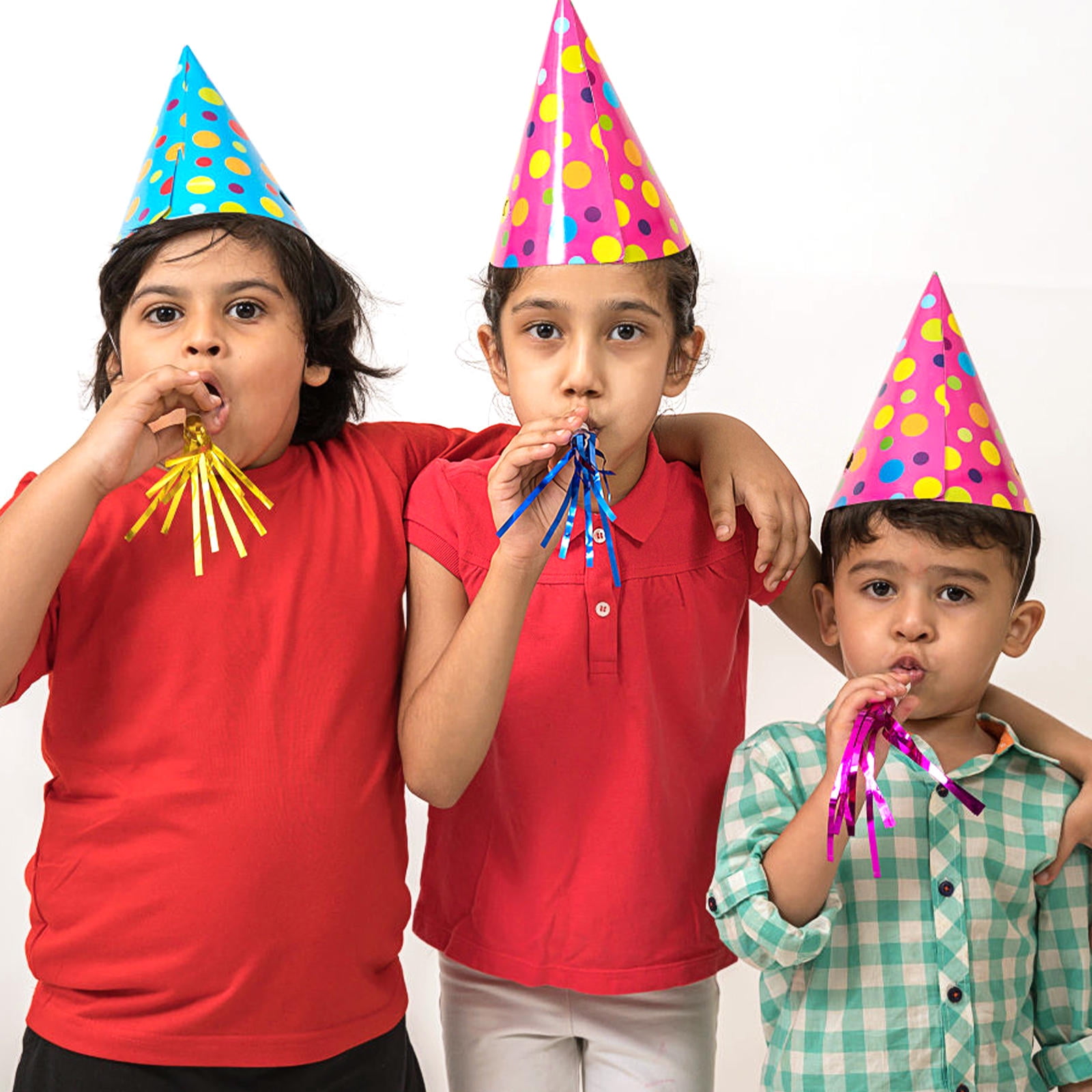 OUNONA WORGEOUS 8 Packs Party Blowers Birthday Blow Horns New Years Noisemakers Metallic Favors for Adults Kids